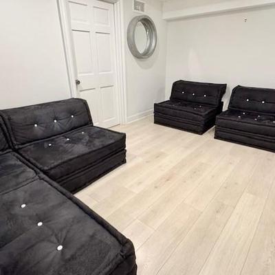 ROCHE Bobois Mah Jong Black Modular Sofa