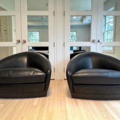 Pair Michael Berman Gran Strato Swivel Lounge Chairs