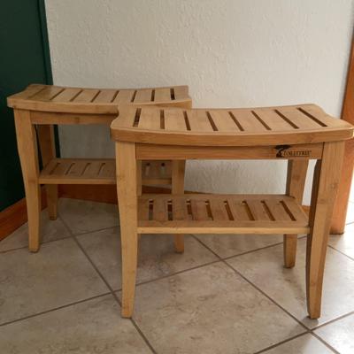 Pair Of Bamboo Shower Stools