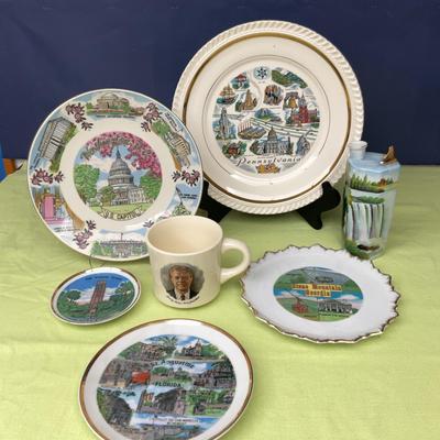 Vintage Tourist Plates And Ceramics