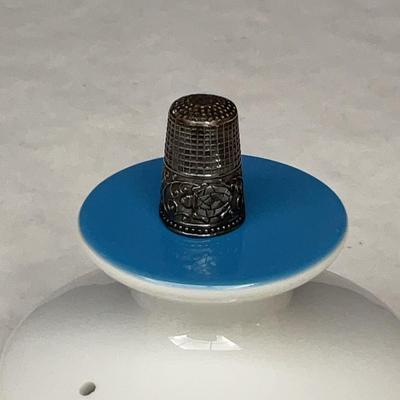 Ornate Turtle Themed Vintage Silver Tone Thimble