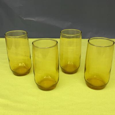 Vintage Anchor Hocking Amber Newport Glasses 