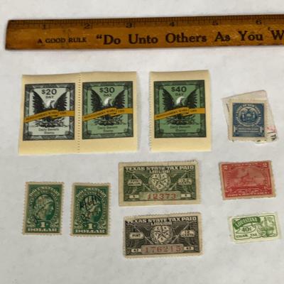 Collectable Stamps: MW Life, Document Stamps, Liquor Stamps, Cigar Tax, Cigarette Tax