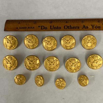 US Military Buttons Made By W. B. Co., 10 Lg 4 Sm