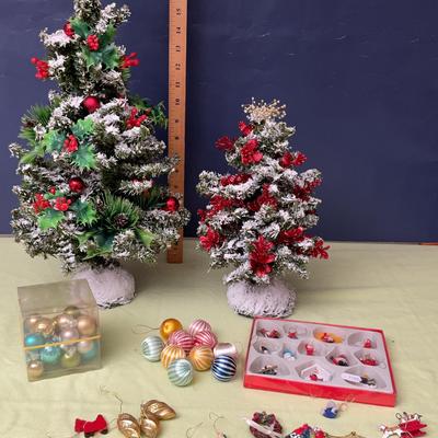 Mini Flocked Christmas Trees & Decorations