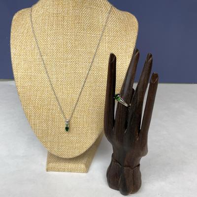 Sterling Necklace With Pendant And Matching Ring Set