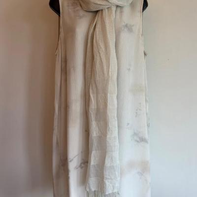Delicate Filmy Summer Dress & Scarf - Eileen Fisher - NWT