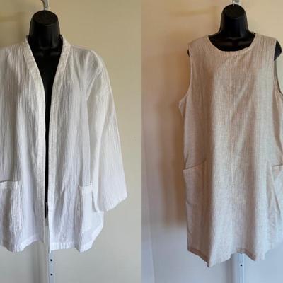 Casual Hemp/Cotton Dress & Gauze Jacket - Eileen Fisher