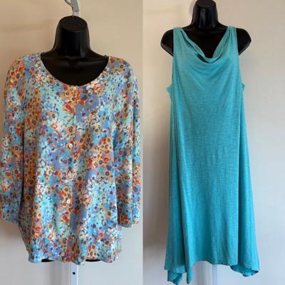 Colorful Linen Knit Dress & Floral Cardigan - Eileen Fisher/J. Jill