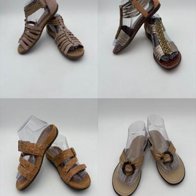 Four Neutral Pairs of Sandals - Edelman/Vionic/Earth Origins/Italian