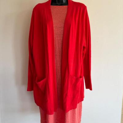Cheerful Orange Dress & Cardigan Duo - Eileen Fisher/Mizrahi