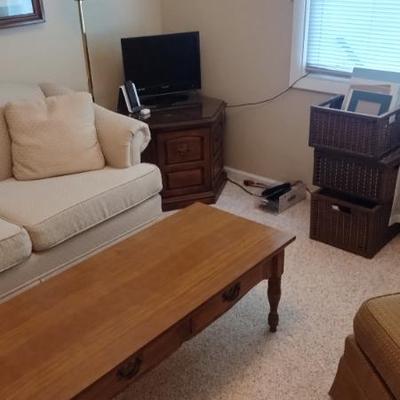 Tables, Storage Baskets, Television 