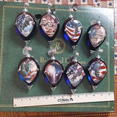 Bradford Exchange Americana Christmas Ornaments. 5.5" 8 Ornaments 