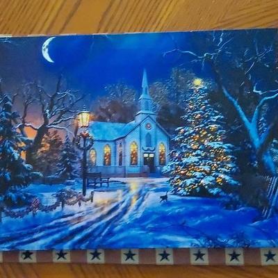 LED Christmas Print On Canvas 16"×12" Lighs Change Color