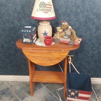 Lamp & Americana Decor America Teddies - Table Sold Separately 