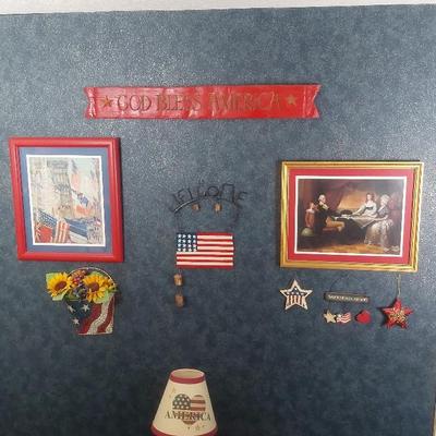 Framed American Pride Wall Art. 2 Framed Prints, Wood, and Metal Signs.  