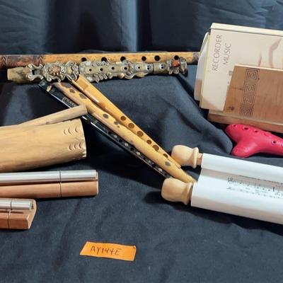 AY144E Hand Carved Flute with Pocket Sax and More