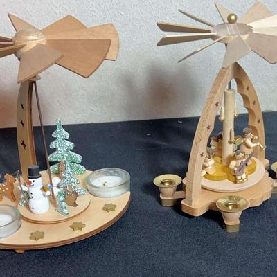 AY546E Snowman In Forest And Angel Concert Christmas Pyramids