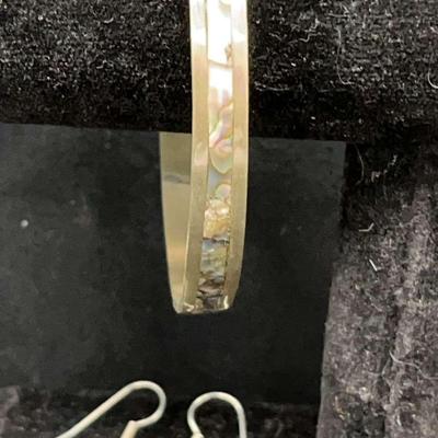 Bangle & Fishhook Earring With Abalone