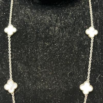 Mother Of Pearl And Sterling Silver Clover Necklace