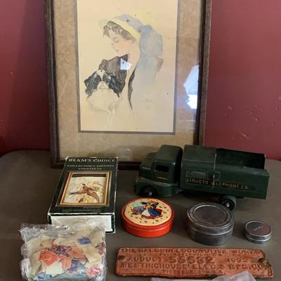 Vintage Collectibles, including Stamps, Jim Beam bottle and more