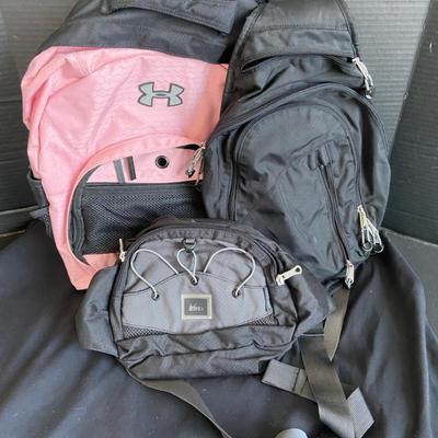 Under Armour Backpack, REI Sling Pack, REI Waist Pack