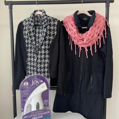 NEW Clothing Steamer, Yest Skirt/ Jacket Set NEW With Tags & Mid Length Coat
