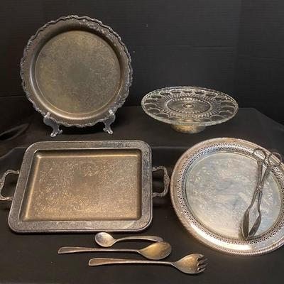 Vintage Silver Plated Italian Servingware, Butler’s Tray And Pedestal Cake Stand 