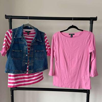 Ralph Lauren Jean Vest, Striped Short Sleeve, Long Sleeve All Large
