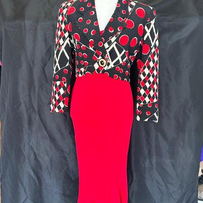 Rickie Freeman 100% Silk Quilted Jacket With Missguided Red Dress (Size 6)