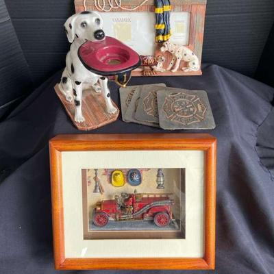 Red Hats Of Courage Picture, Dalmation Figure, Coasters & Frame