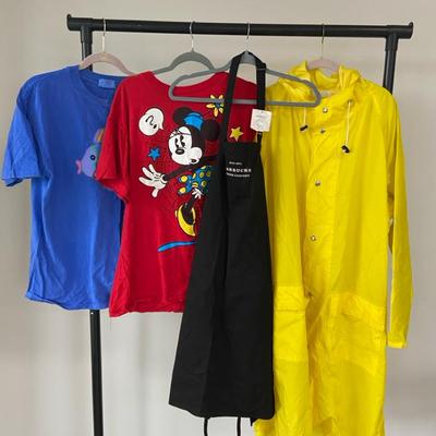 Rug Duck Yellow Hooded Raincoat, Starbucks Apron & Fun Print T-Shirts