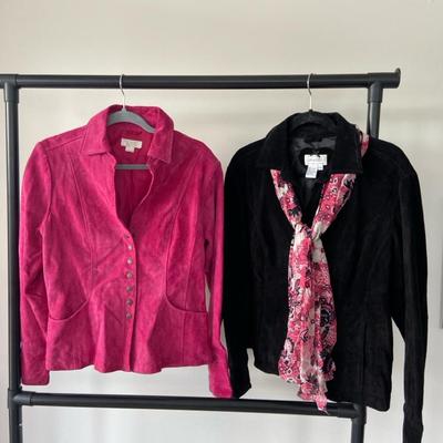 Christopher Banks Pink-L & Live A Little Black-XL Leather Jackets With Scarf