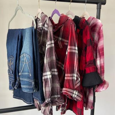 Carhartt, Eddie Bauer, Natural Flannels-M, Two Pairs Kut Jeans-8