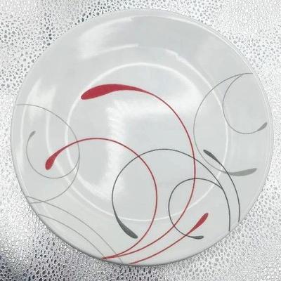 (4) White & Red Design Corelle Salad Plates