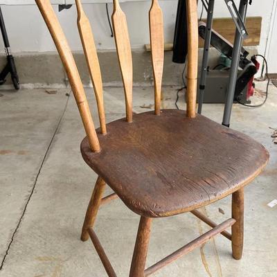 Single Wooden Chair, Possibly Antique 