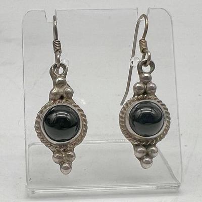 Onyx Black Sterling Silver Drop Earrings