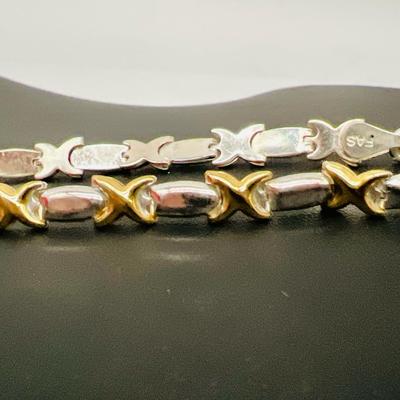 7” Gold Vermeil & Sterling Silver Hugs & Kisses Bracelet 