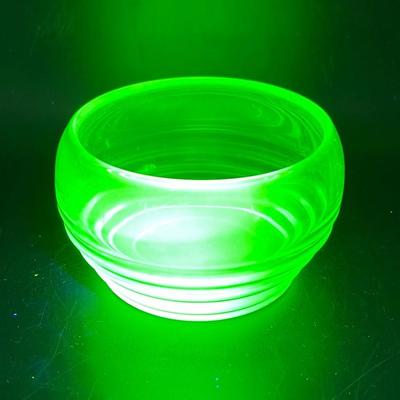 Uranium Glass Glowing Green in 395nm Ultraviolet Light