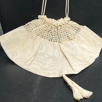 Antique Handmade Drawstring Purse with Tassel