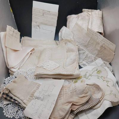 Assorted Beige Hankerchiefs, Baby Clothes, Embroideries