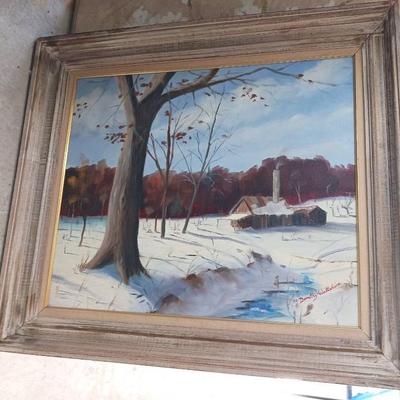 Forest Cabin In Winter Painting
