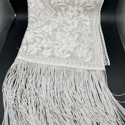 48” Delicate White Floral Lace Shawl