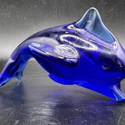 Cobalt Blue Glass Dolphin