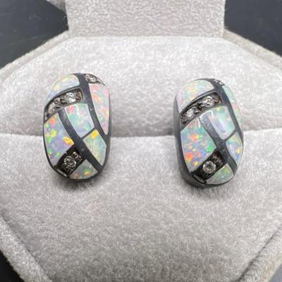 Sterling Silver Fire Opal Earrings