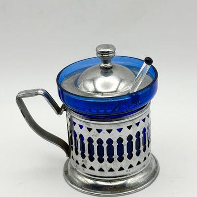Vintage cobalt salt server