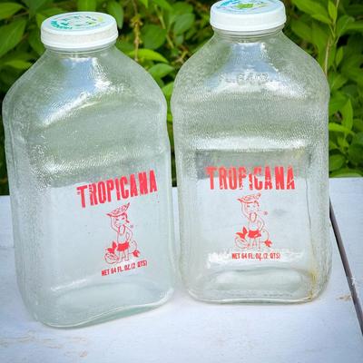 (2) Vintage Tropicana Glass Bottles
