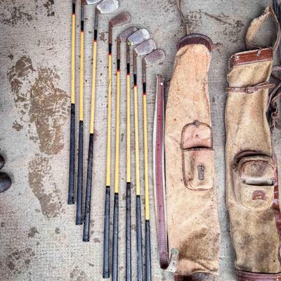 Antique Spalding KRO-FLITE Clubs & Caddy