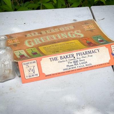 Baker's Pharmacy Vintage Bottle & Calendar