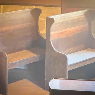 (2) Antique Wood Pew Bench Seats